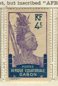 FRENCH COLONIES EQUAT. GABON; 1910 early local pictorial issue Mint 4c. value - Picture 1 of 1