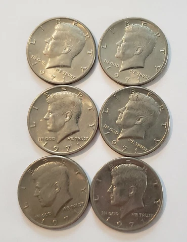 1971 Kennedy Half Dollar - Lot Of 6 Cover