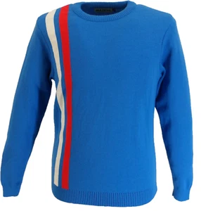 Mazeys Mens Blue Racing Crew Neck Jumper - Picture 1 of 3