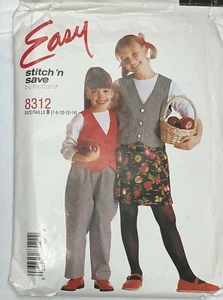 McCall's Easy Sewing Pattern Girl's Vest Skirt Pants  Uncut Size 7-14   8312 - Picture 1 of 2