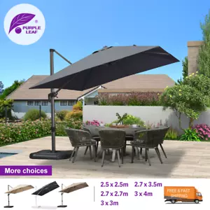 PURPLE LEAF 3 x 3 M Patio Cantilever Outdoor Umbrella with 360 Degree Rotation - Picture 1 of 12