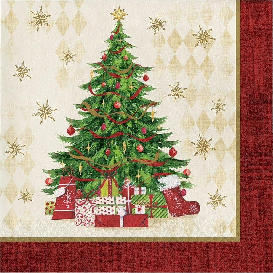 Tasteful Tree Traditional Classic Christmas Holiday Party Paper Luncheon Napkins - Image 1 of 1