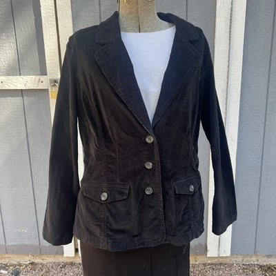 Blazer Sonoma Mujer Pequeño Negro Pana Botón Manga Larga Foto 1 de 4