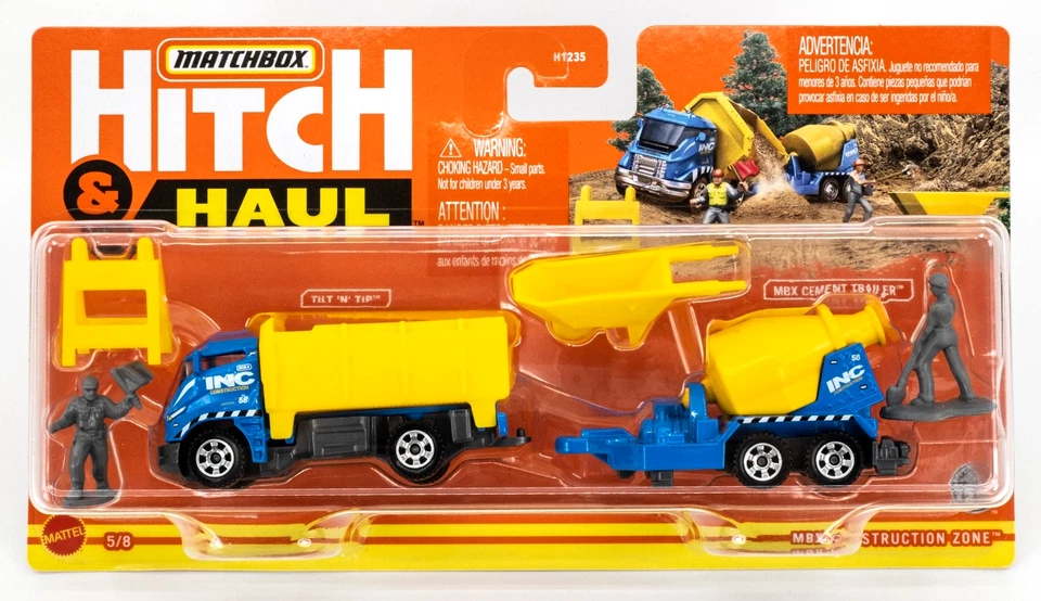 Matchbox Hitch & Haul 2022 #5 MBX construcción construcción construcción Inc | tambor amarillo Foto 1 de 1