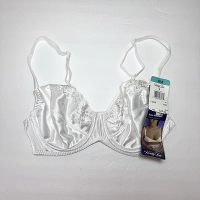 Vtg Vanity Fair Satin Solutions Bra 36B White Lace Underwire 75233 Light Lined - Image 1 of 4