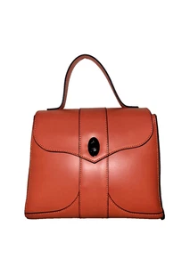 Beautiful Italian Genuine Leather Handbag  - orange - Picture 1 of 9