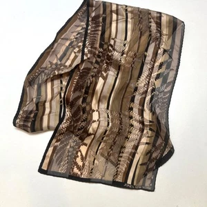Jones New York Silk (?) Floral Scarf 52” X 10” Rectangle Brown Black Long Neck - Picture 1 of 3