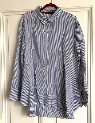 ZARA Woman Bluse / Damen / blau-weiss gestreift / Gr. XXL - Bild 1 von 4