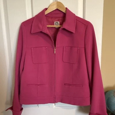 Chaqueta Anne Klein talla 14 rosa hecha en Vietnam RN 54050 Foto 1 de 4