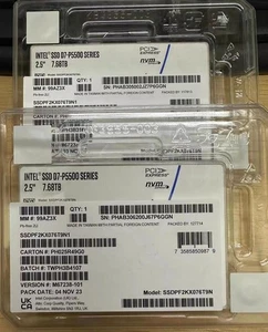 Brand New INTEL D7 P5500 SERIES 7.68TB 2.5" NVMe U.2 GEN 4 SSDPF2KX076T9N1 SSD - Picture 1 of 1