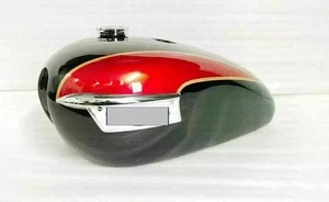 Triumph T140 Cherry & Black Painted Steel Fuel Petrol Tank With Cap + Badges - Bild 1 von 6