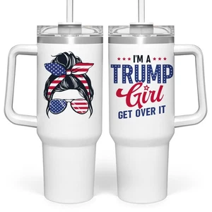 Vaso Trump Girl con mango 40 oz, vasos aislados de acero inoxidable café... - Imagen 1 de 7