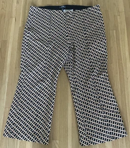 Maeve Anthropologie- Womens 2X- Margot Kick Flare Pant -Pull On-Black Gold White - Picture 1 of 10
