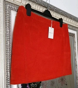 New GANT Ladies Smart Pumpkin Orange Corduroy Mod 60's Style Lined Mini Skirt 16 - Picture 1 of 20