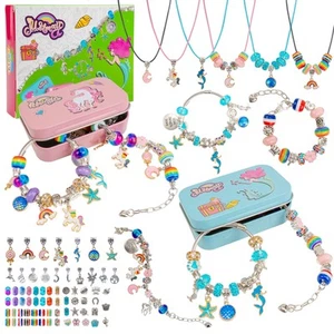 Charm Bracelet Making Kit for Girl Jewelry Making Supplies Beads Unicorn/Mermaid - Picture 1 of 7