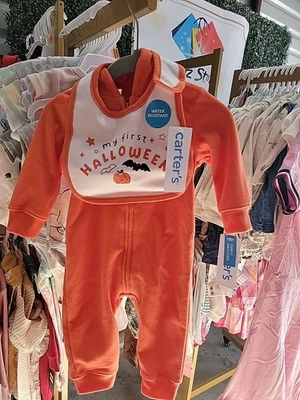 Pijama Carter's Baby Halloween Jack-O-Lantern polar con capucha cremallera 1 pieza Foto 1 de 2