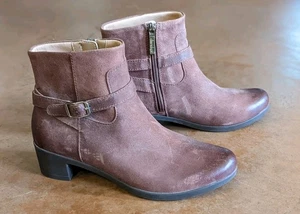 Dansko Cagney Ankle Boots US 8.5 / 9 Sz 39 Zip Brown Burnished Suede Heel Arch - Picture 1 of 9