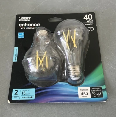 Feit Electric LED Light Bulbs, A19, Daylight, 450 Lumens, 5-Watts, one 2-Pk.  - Image 1 of 2