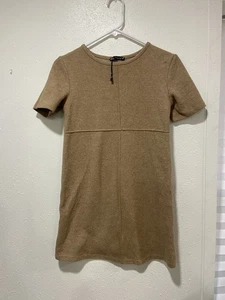 Mini Vestido Zara Collection Básico Beige Tostado Talla Pequeña S Manga Corta - Imagen 1 de 6