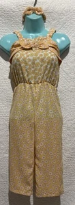 Little Lass Yellow Floral Romper Girls 6X - Picture 1 of 8