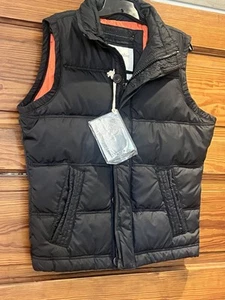 Abercrombie Fitch Puffer Vest Medium Feather Down Black Zip SUMMIT ROCK NWT Y2K - Picture 1 of 9