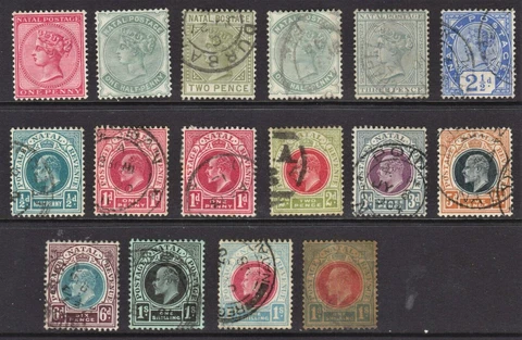 Natal selection of good used QV and KEVII stamps Cover