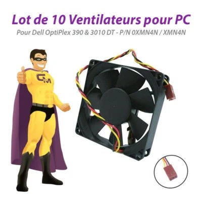 Pack x10 Fans PC DELL 390 3010 Dt 0XMN4N XMN4N OptiPlex 80x80x20mm 3-Pin - Bild 1 von 4