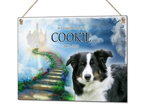 Pet Memorial Plaque Dog Cat Rainbow Bridge Personalised Photo & Text - Picture 1 of 10