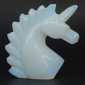 3" Unicorn Head Opalite Crystal Carved Reiki Healing Gemstone Figurine Decor #32 - Picture 1 of 6