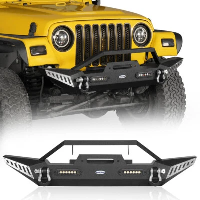 Fit 97-06 Jeep Wrangler TJ Rock Crawler Front Bumper w/ LED Lights & D-Rings Foto 1 de 4