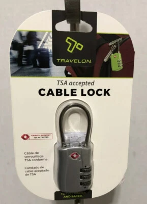 Cerradura de cable Travelon TSA, plateada - NUEVO Foto 1 de 2