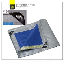 Telo PVC ULTRA 250gr occhiellato copertura impermeabile esterni GRIGIO/BLU
