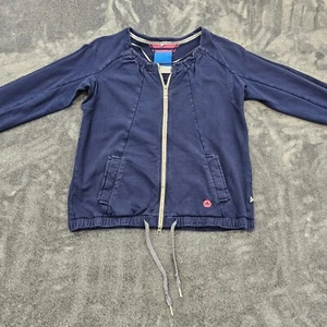 adidas Originals full zip fleece sweatshirt womens large blue trefoil v32343 - Picture 1 of 15
