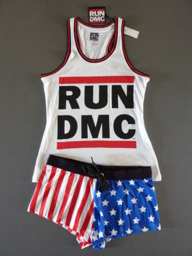 Run DMC Damen Pyjama Shorty Set M 40-42 Schlafanzug Hip Hop Shirt Top Shorts USA