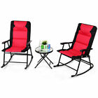 3pcs Folding Table Chair Set Cushioned Table Garden Furniture Outdoor Use Red