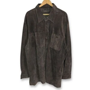 Chaqueta de gamuza vintage Claiborne marrón oscuro abotonada para hombre XXL - Imagen 1 de 10
