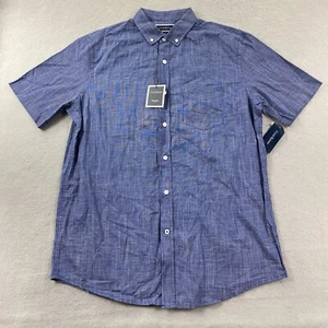 Club Room Shirt Mens Medium Blue Button Down Short Sleeve Stretch Casual - Picture 1 of 7