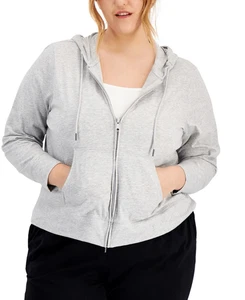 ID IDEOLOGY Womens Plus Size Full-Zip Hooded Jacket Grey Size 3X - Picture 1 of 3
