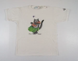 Kilban Cat Shirt Kids Large White Hawaii Crazy Shirts Short Sleeve Youth Aloha - Picture 1 of 10