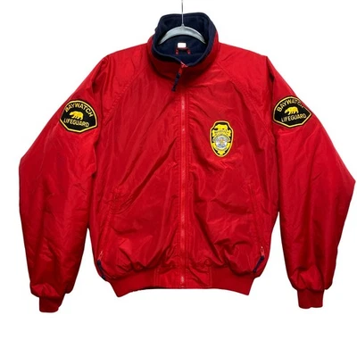VINTAGE Baywatch Lifeguard Jacket Mens Size Large Red Zip Up Embroidered - Image 1 of 4