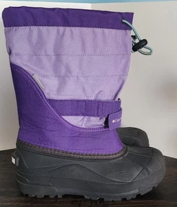 Columbia Powderbug Insulated SnowBoots Purple Youth Sz 4 EUC  - Picture 1 of 8