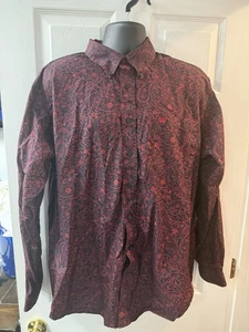 Camisa Cinch Roja/Azul Cachemira Abotonada Manga Larga Vaquero Occidental Para Hombres Grande - Imagen 1 de 6
