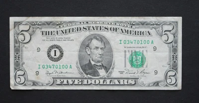 1981 $5/Minneapolis/ Federal Reserve Note/avg. circulation/F-1976I/very cool SN - Image 1 of 4