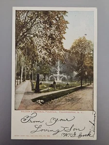 Antique Posted 1905 Soldier's Memorial Fountain Poughkeepsie NY Postcard - Picture 1 of 2