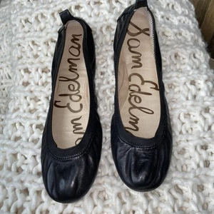 Sam Edelman Fritz Ballet Flats Black Leather Womens Slip On Shoes 6.5 Casual - Picture 1 of 8