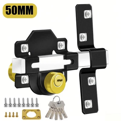 50mm Gate Lock Garden Security Both Sides Long Throw Bolt Rim Lock with 5 Keys