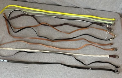 Women Lot Of 11 Skinny Belts Bright Yellow Mint Green Polka Dots Black Brown Tan - Image 1 of 4