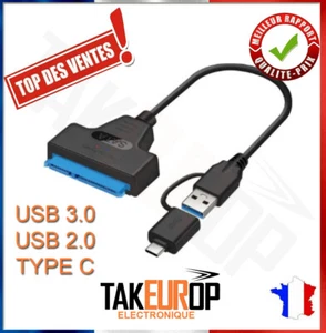 Adaptateur SATA 2.5 vers USB 3.0 + USB TYPE C câble HDD/SSD NEUF - Bild 1 von 5