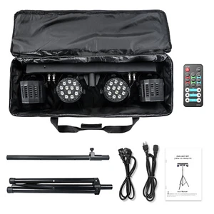 DJ 4 Bar LED Par can Pack Stage Light Remote Controller Stand Party Bar Lighting - Picture 1 of 21