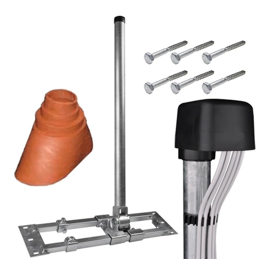 DUR-LINE Soporte para vigas Hércules 48/900 acero juego + tapa de mástil HQ + boquilla roja